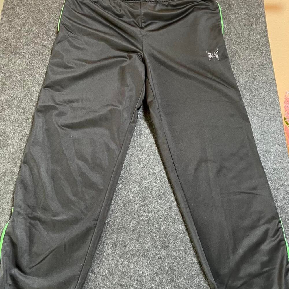 Tapout Men's Black and Green Athletic Pants